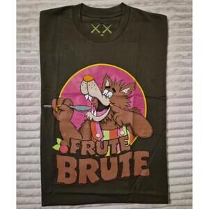 Graphic T-Shirt with 'Frute Brute' Cartoon Design Kaws